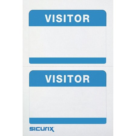 SICURIX Badge, Adhsve, Visitor, Be, 100PK BAU67630